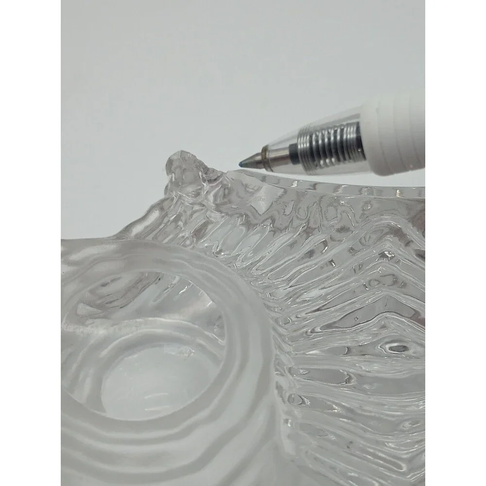 Vtg Xavier Melendez Signed Glass Owl Face Large Heavy Glass Art DAMAGED